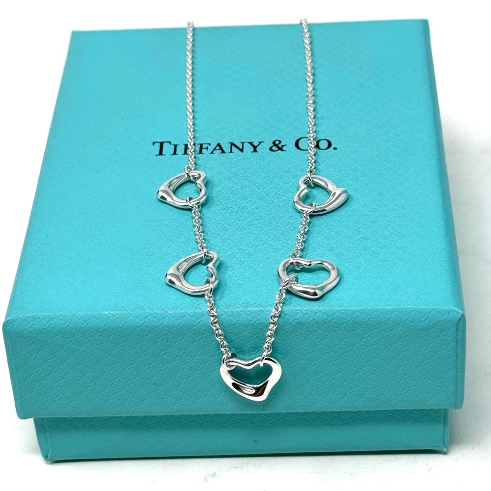 Tiffany & Co. Elsa Peretti 5 Heart Silver Necklace